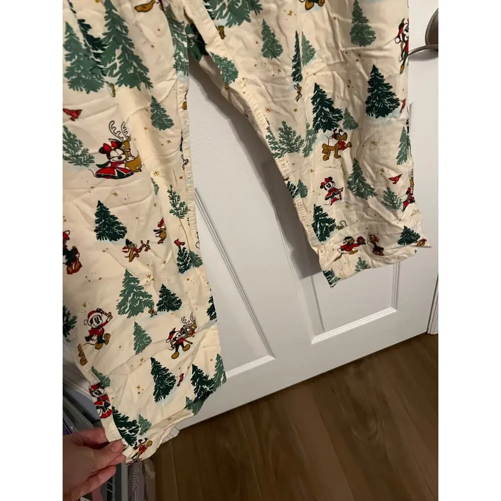 disney Mickey Christmas Pajama Set – Cream Christmas Tree Top & Pants